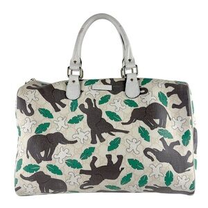 Rare Gucci Elephant Animal Print Boston Bag Canvas Safari Limited Edition
